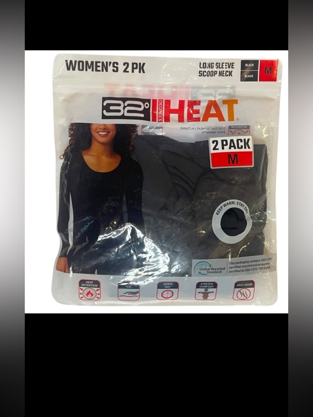 32 Degrees HEAT Women's Black Long Sleeve Tops